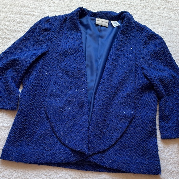 Alfred Dunner Jackets & Blazers - Alfred Dunner Royal Blue Textured Sequin Open-Front Blazer